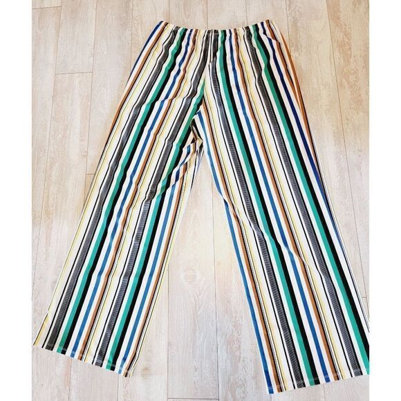 Melissa Paige L Multi Color Striped Elastic Boho Pants Size Large Funky 70's - Picture 4 of 7